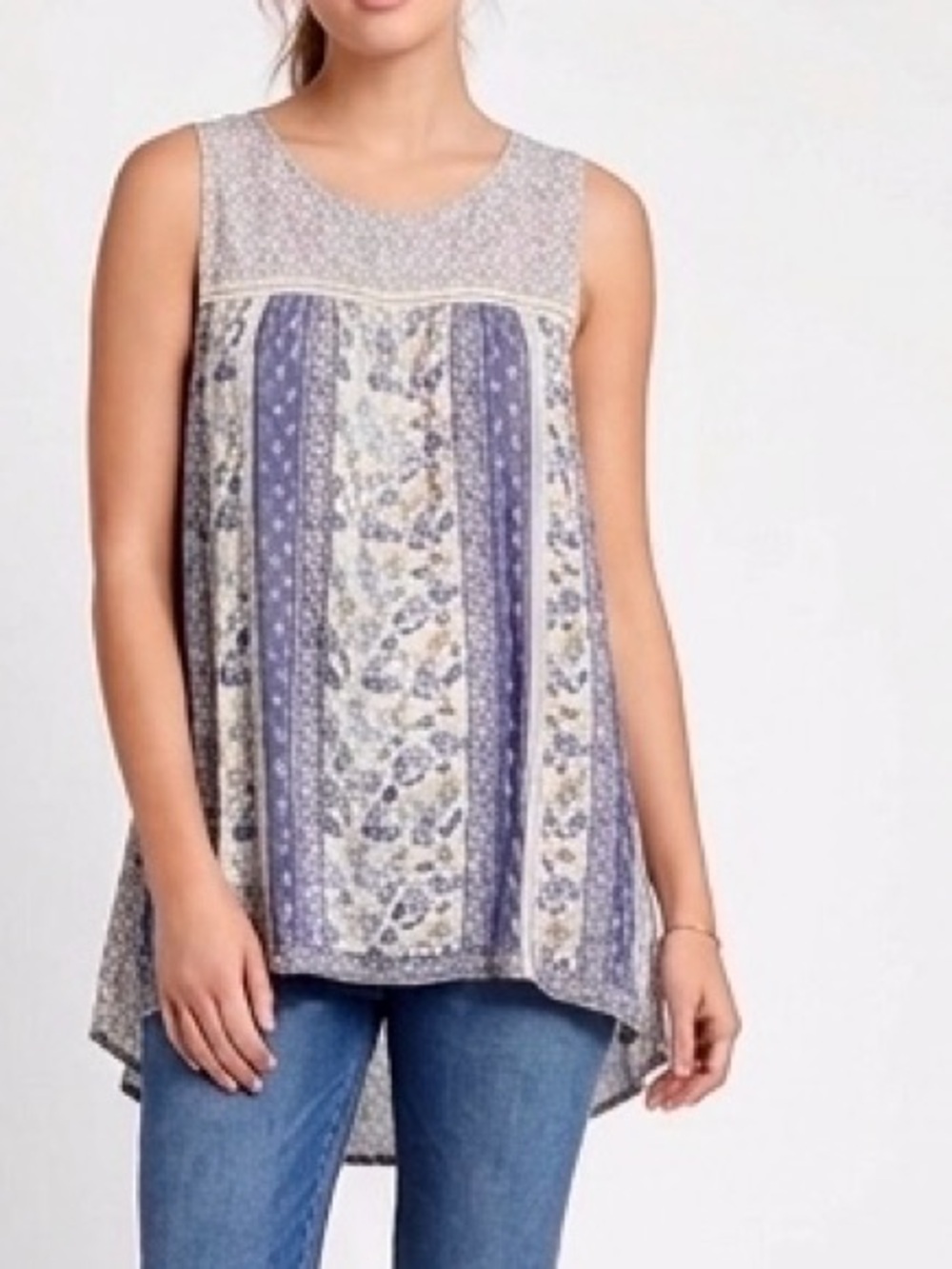 KNOX ROSE Blue & Cream Floral Damask Shift Mini Dress